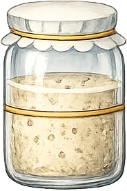 Bubbly sourdough starter doubled in a jar