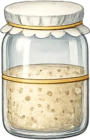 Sourdough starter jar covered loosely