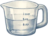 Measuring cup of clean water