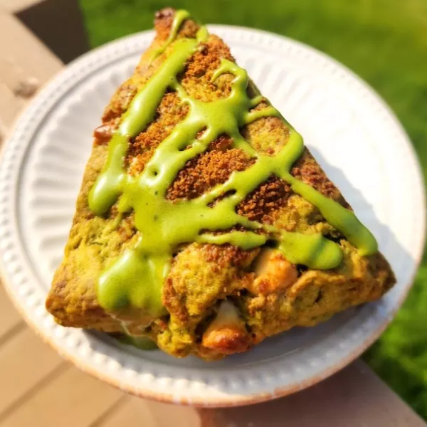 White Chocolate Matcha Sourdough Scones