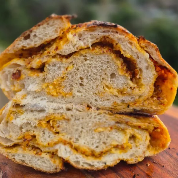 Sourdough Onion Crisp Chili Oil and Cheese  thumbnail 3