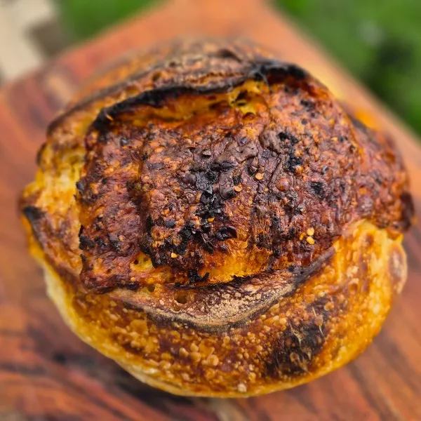 Sourdough Onion Crisp Chili Oil and Cheese  thumbnail 1